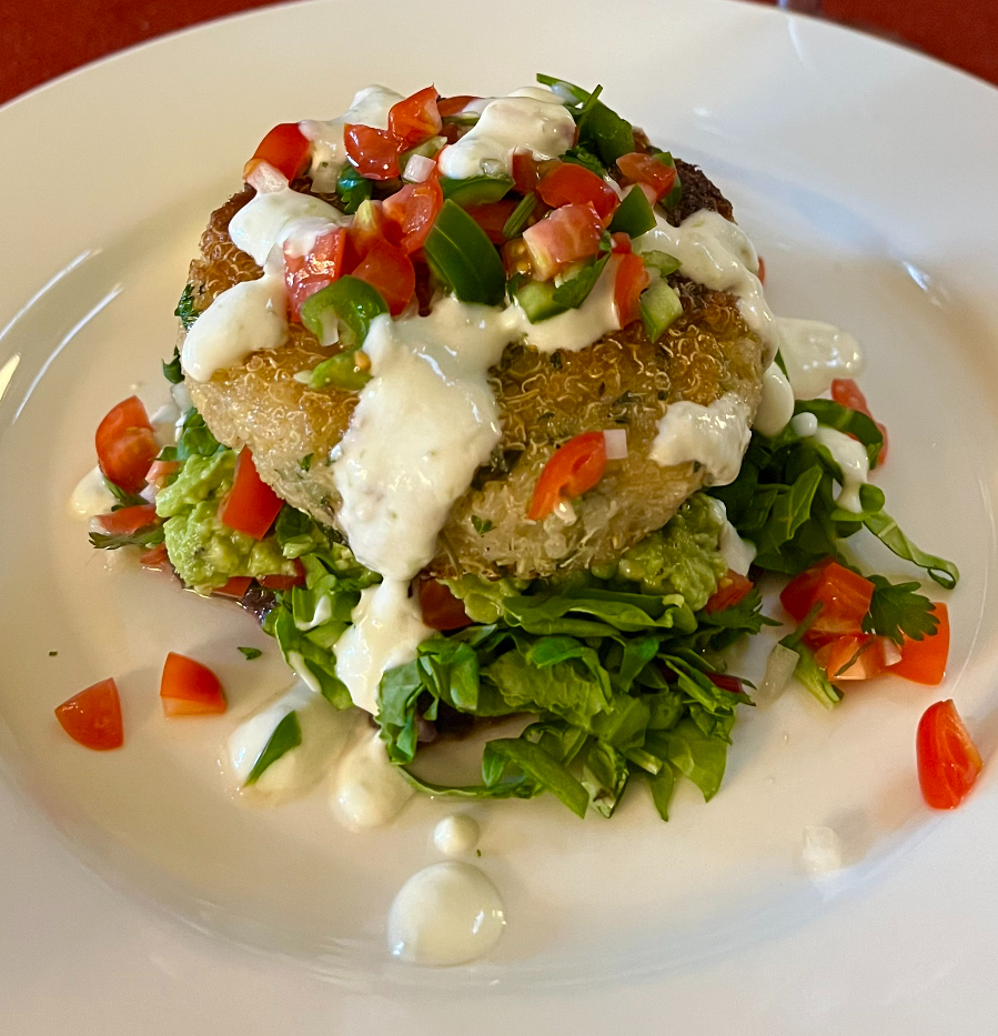 Mexican-style crispy quinoa stack
