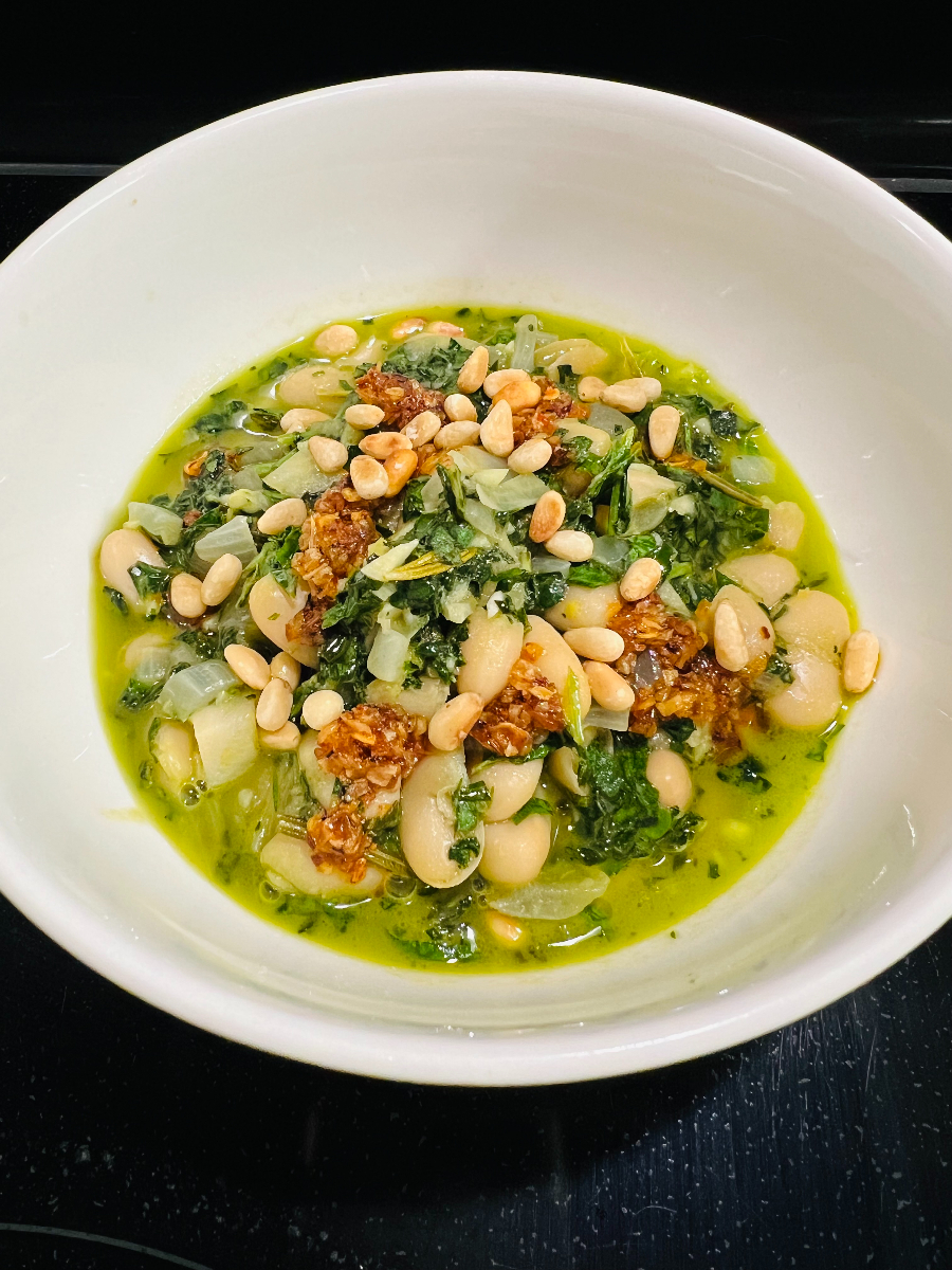 Chili Crunch Cannellinis in Lemon Kale Pesto